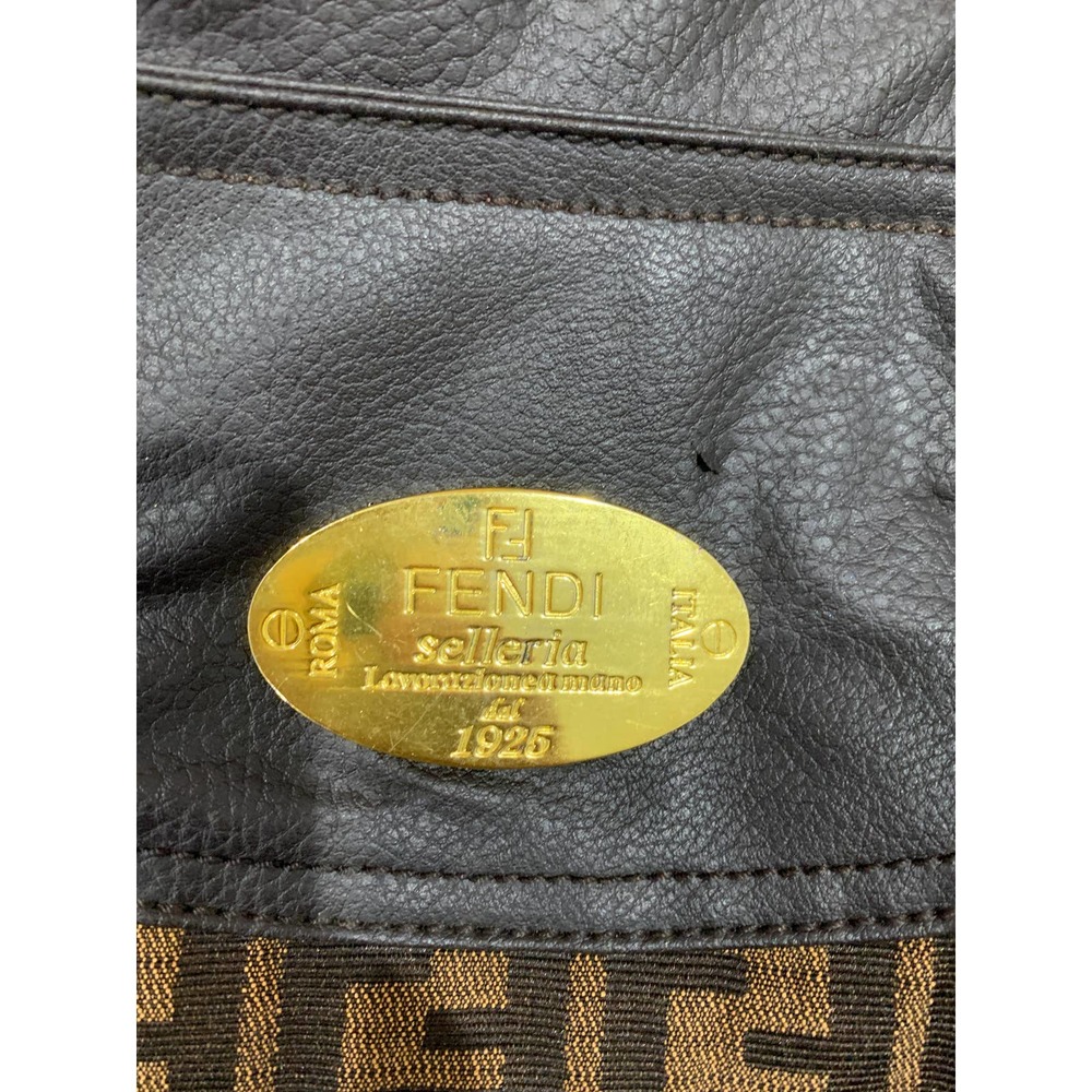 FENDI Selleria 1925 Bag Nylon Brown with Chain Made in Italy - Picture 6 of 16